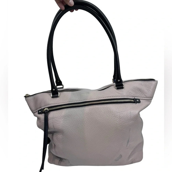 Kate Spade Pebble Leather soft zip top tote stripe interior - Picture 2 of 9